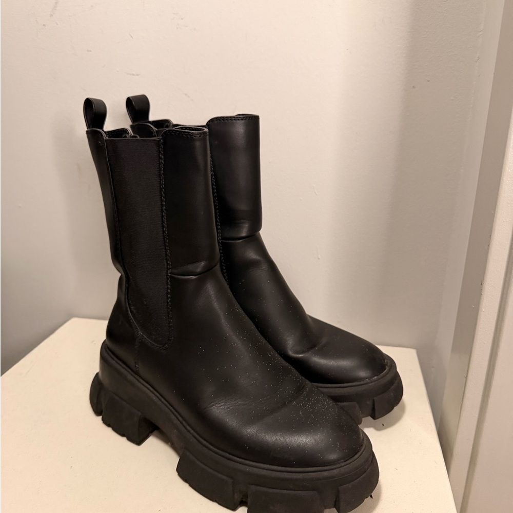 Mix No. 6 Black Chunky Platform Chelsea Boots